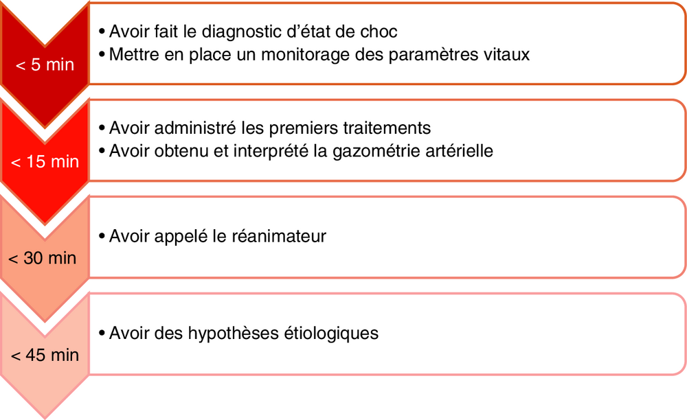 Frise chronologique des objectifs de prise en charge selon le délai