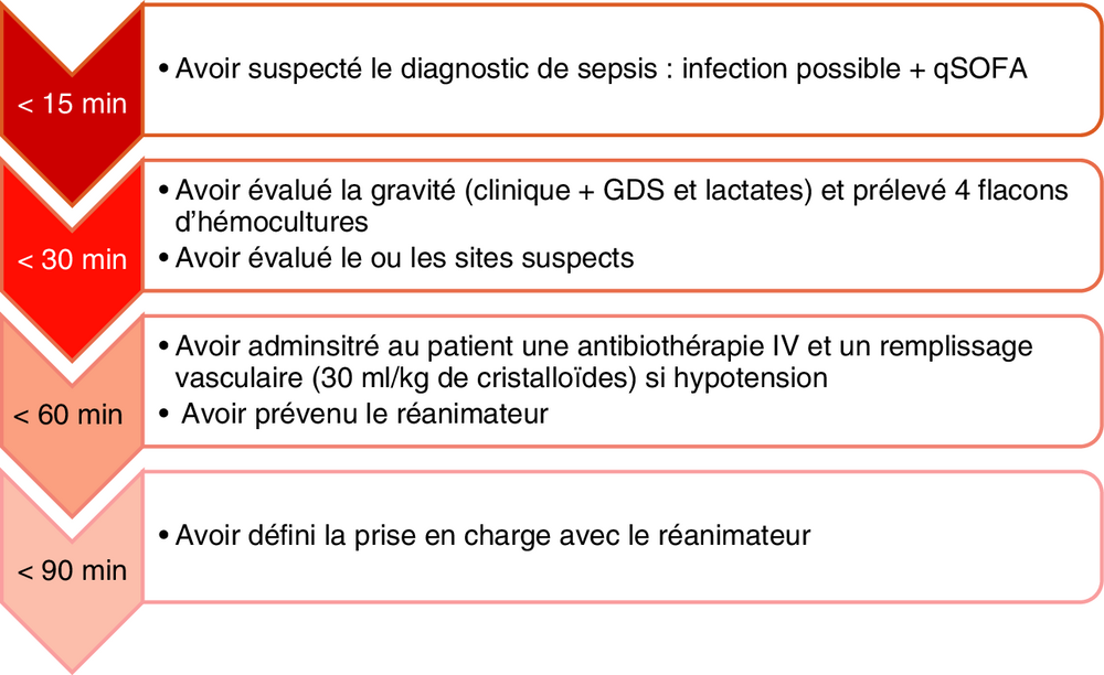 Frise chronologique des objectifs de prise en charge selon le délai