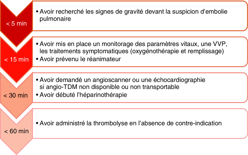 Frise chronologique des objectifs de prise en charge selon le délai