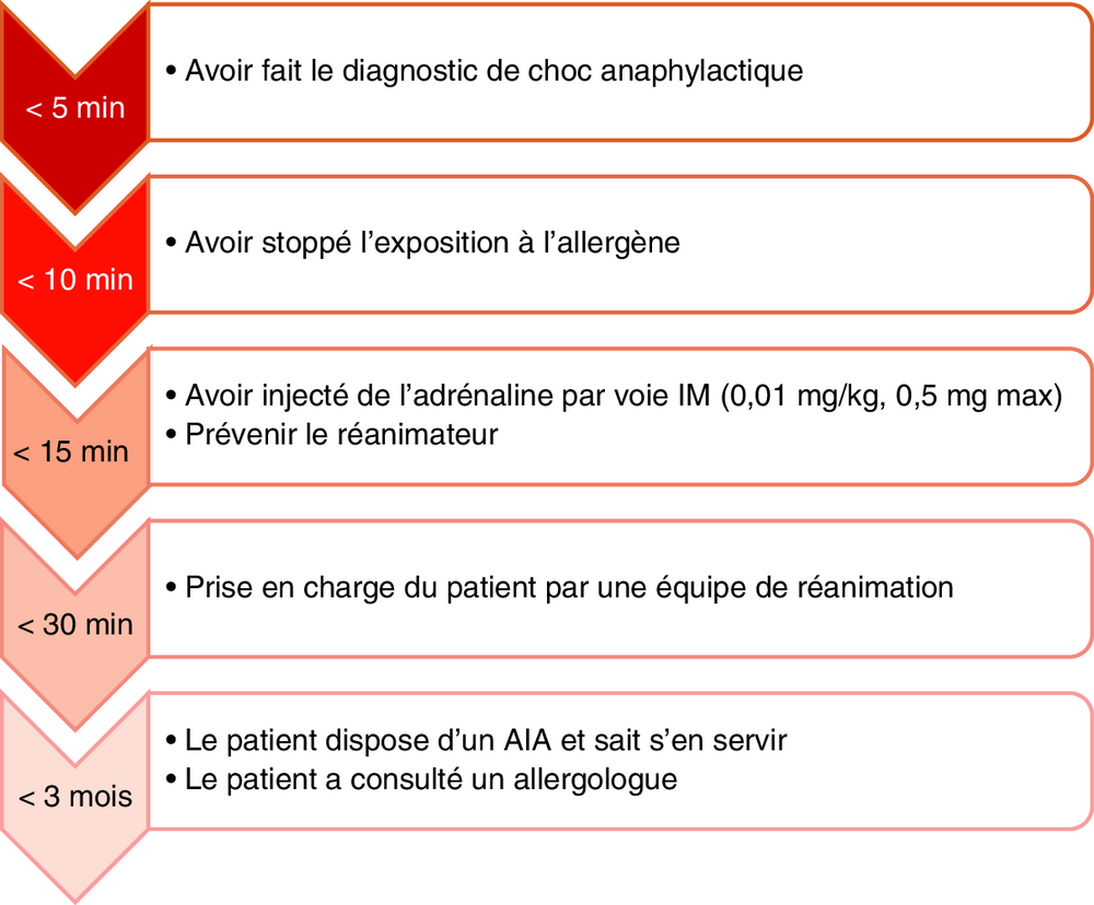 Frise chronologique des objectifs de prise en charge selon le délai