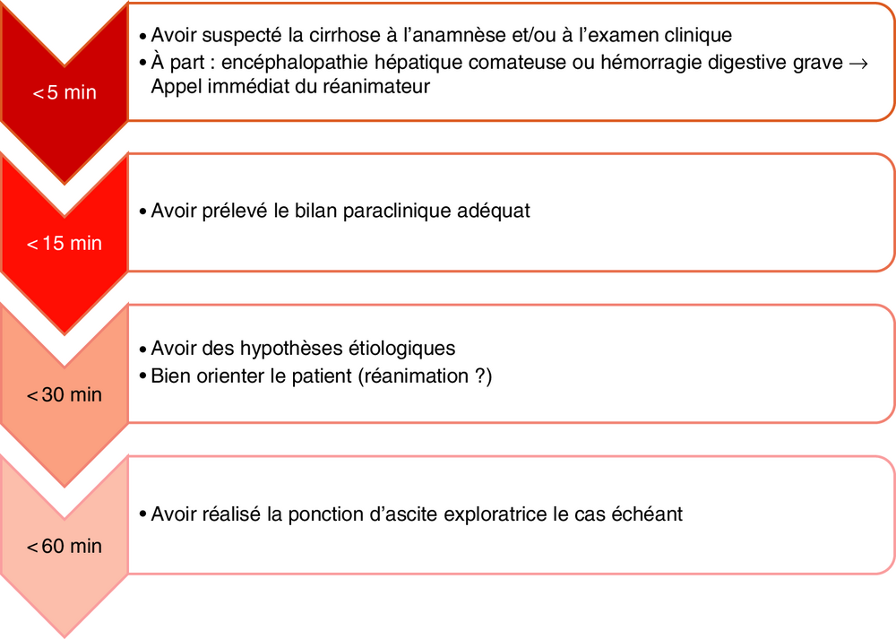 Frise chronologique des objectifs de prise en charge selon le délai