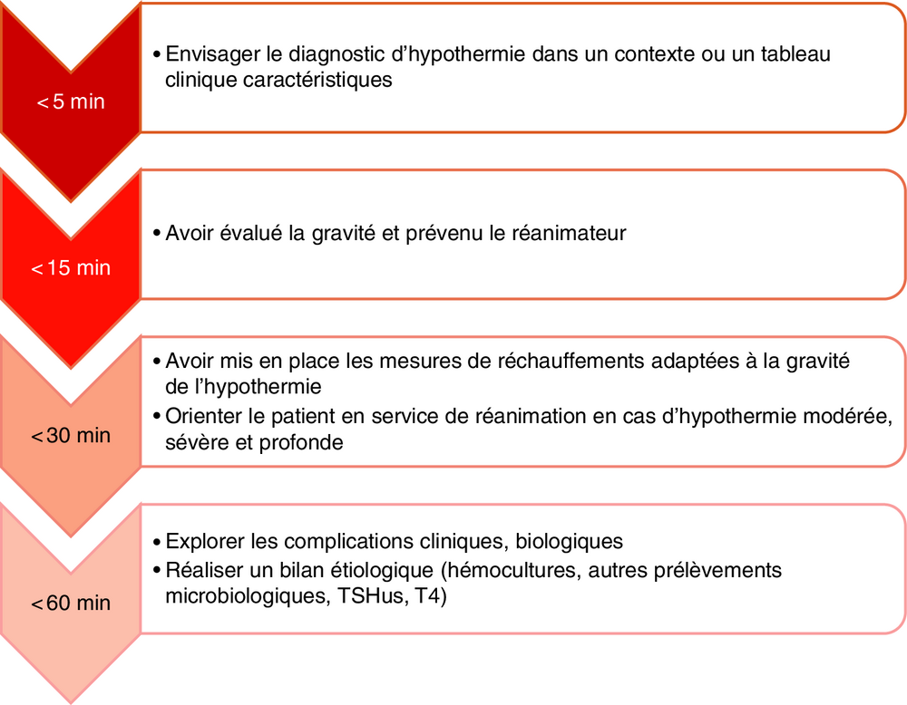 Frise chronologique des objectifs de prise en charge selon le délai