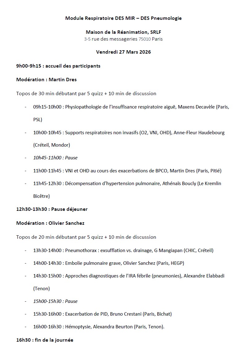 programme module pneumo commun socles MIR et pneumologie IDF