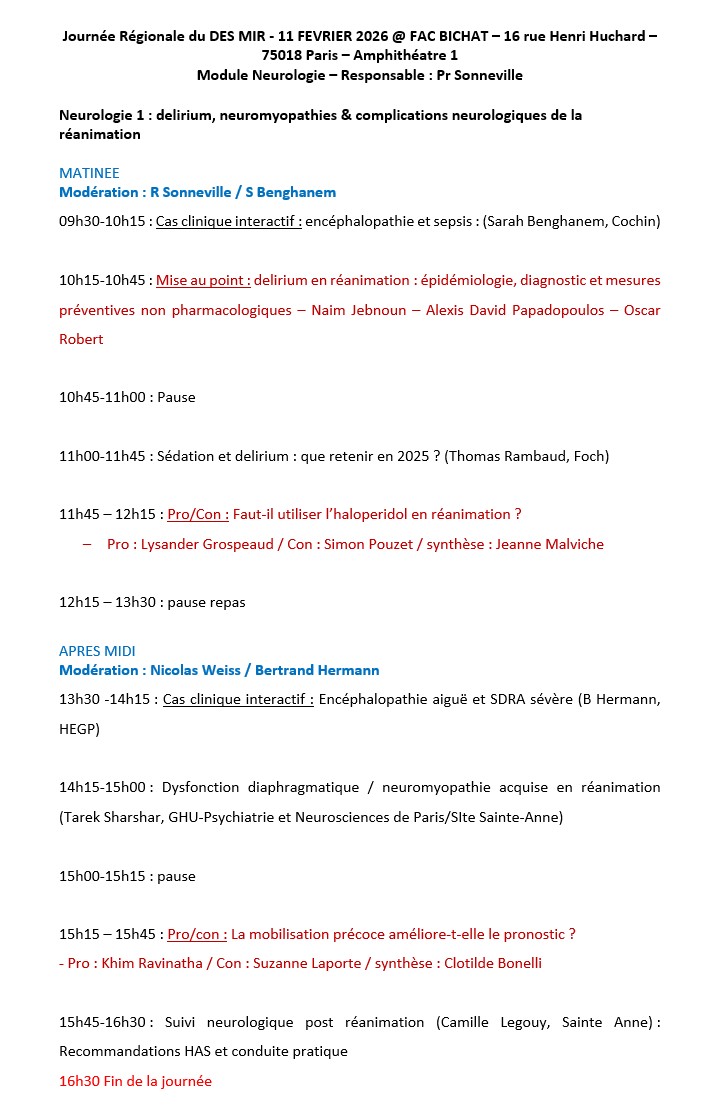 Programme module neurologie 2026